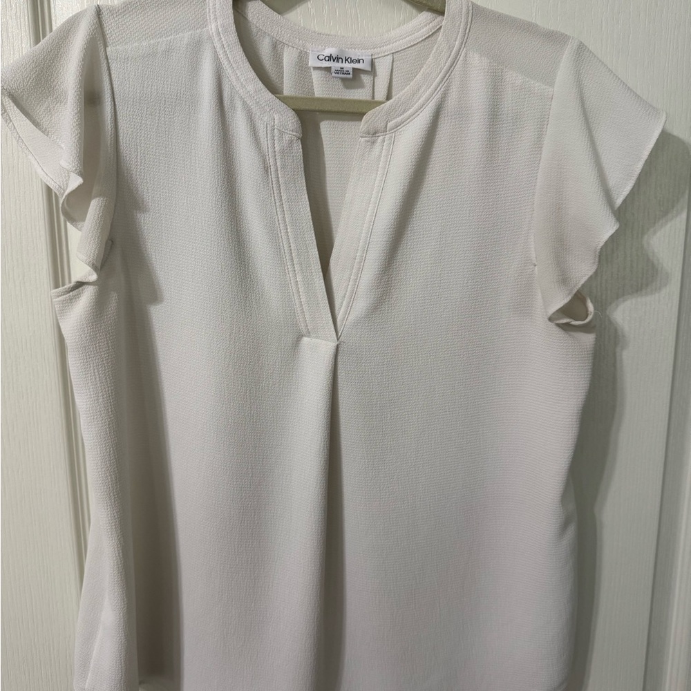 Calvin Klein Women's Blouse Flutter Sleeves